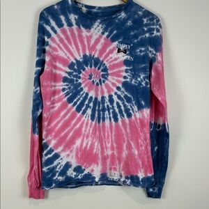 Simply Southern Women’s Medium Pink Navy Spiral Tie-Dye Long Sleeve Tee Panda